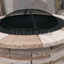 36" Travertine firepit with table ledge