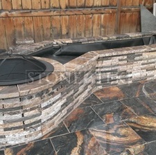 Custom firepit with water feature