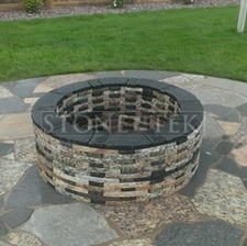 Mixed blend Flagstone granite pavers and 45" firepit